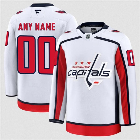Washington Capitals Custom White 2024-25 Away Stitched Jersey