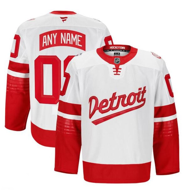 Detroit Red Wings Custom White Red 2024-25 Stadium Series Patch Stitched Jersey