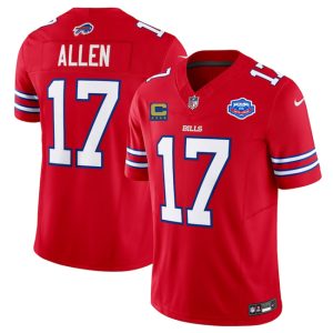 Buffalo Bills #17 Josh Allen Red 2025 F.U.S.E. With Farewell Patch And 4-Star C Patch Vapor Untouchable Limited Stitched Jersey