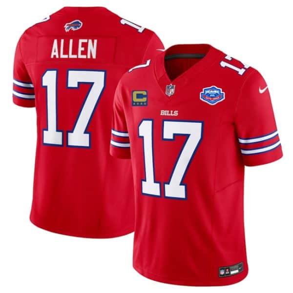 Buffalo Bills #17 Josh Allen Red 2025 F.U.S.E. With Farewell Patch And 4-Star C Patch Vapor Untouchable Limited Stitched Jersey