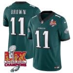 Philadelphia Eagles #11 A.J. Brown Green 2025 Eagles Logo Super Bowl LIX Patch New F.U.S.E. Vapor Untouchable Limited Stitched Jersey