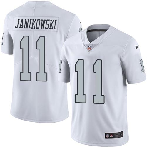 Raiders #11 Sebastian Janikowski White Stitched Limited Rush Nike Jersey