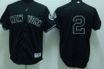 Yankees #2 Derek Jeter Stitched Black Jersey