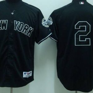 Yankees #2 Derek Jeter Stitched Black Jersey