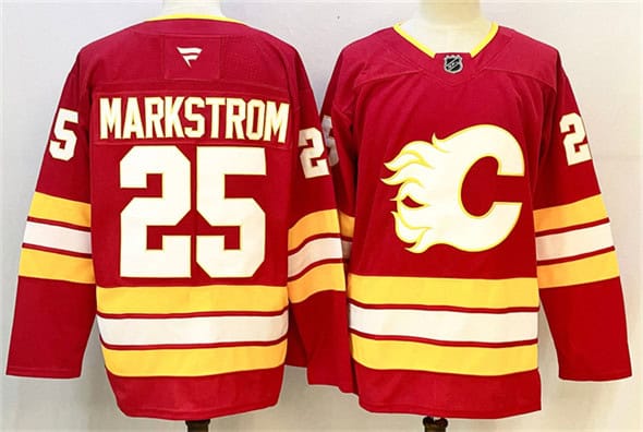 Calgary Flames #25 Jacob Markstrom Red 2024-25 Home Stitched Jersey
