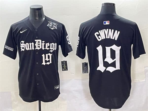 San Diego Padres #19 Tony Gwynn Black Gothic Edition Vapor Limited Stitched Jersey
