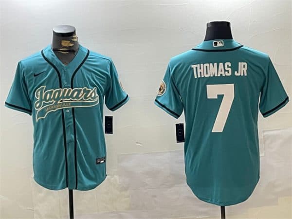 Jacksonville Jaguars #7 Brian Thomas Jr Teal With Patch Cool Base Stitched Jersey