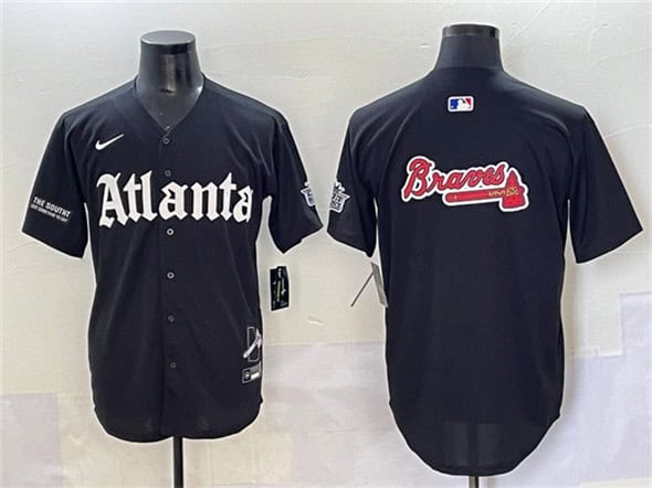 Atlanta Braves Black Team Big Logo Gothic South x Outkast Edition Vapor Limited Stitched Jersey