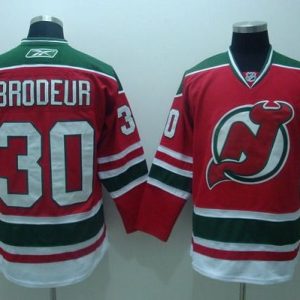 Devils #30 Martin Brodeur Stitched Red And Green CCM Throwback Jersey