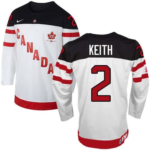 Olympic CA. #2 Duncan Keith White 100th Anniversary Stitched Jersey