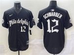 Philadelphia Phillies #12 Kyle Schwarber Black Gothic Vapor Limited Stitched Jersey