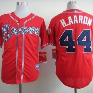 Braves #44 Hank Aaron Red Cool Base Stitched Jersey