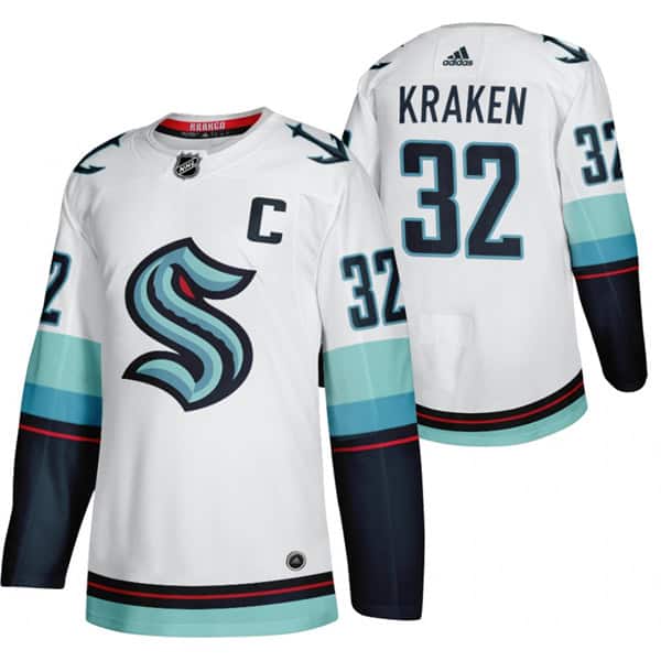 Seattle Kraken Primary Logo #32 White Stitched Jersey