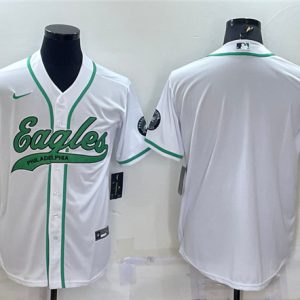 Philadelphia Eagles Blank White With Patch Cool Base Stitched Baseball Jersey