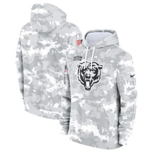 Chicago Bears 2024 Arctic Camo Salute To Service Club Fleece Pullover Hoodie