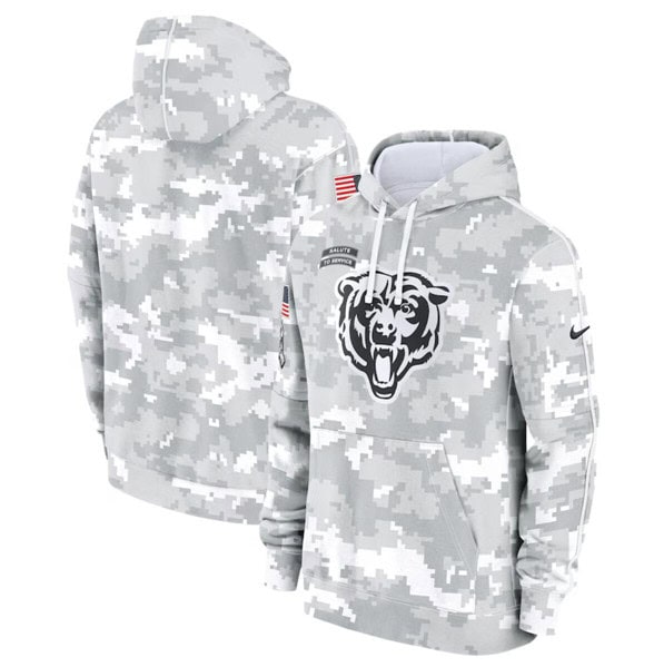 Chicago Bears 2024 Arctic Camo Salute To Service Club Fleece Pullover Hoodie