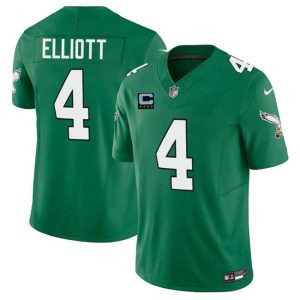 Philadelphia Eagles #4 Jake Elliott Kelly Green 2025 F.U.S.E. With 4-Star C Patch Vapor Untouchable Limited Throwback Stitched Jersey