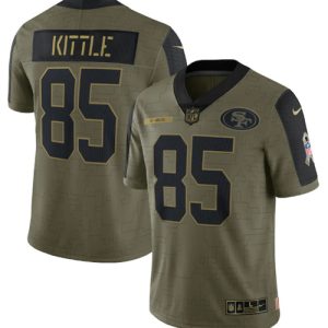 San Francisco 49ers #85 George Kittle 2021 Olive Salute To Service Limited Stitched Jersey