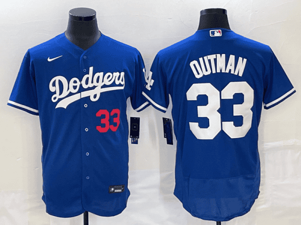 Los Angeles Dodgers #33 James Outman Blue Flex Base Stitched Jersey