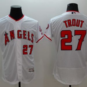 Angels Of Anaheim #27 Mike Trout White Flexbase Authentic Collection Stitched Jersey
