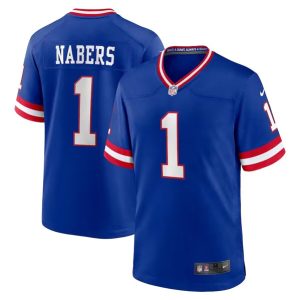 New York Giants #1 Malik Nabers Royal 2024 2nd Alternate Stitched Game Jersey
