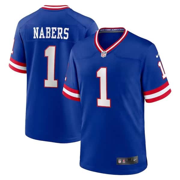 New York Giants #1 Malik Nabers Royal 2024 2nd Alternate Stitched Game Jersey