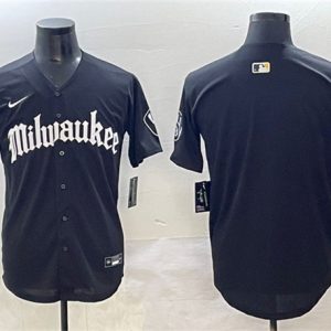 Milwaukee Brewers Blank Black 'Gothic 414 Shadows Edition' Vapor Premier Limited Stitched Jersey