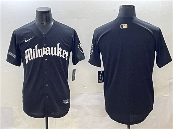 Milwaukee Brewers Blank Black 'Gothic 414 Shadows Edition' Vapor Premier Limited Stitched Jersey