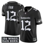 Seattle Seahawks #12 Fan Black 2025 F.U.S.E. 'Gothic Rain City Shadows Edition' Vapor Limited Football Stitched Jersey