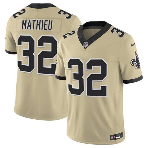 New Orleans Saints #32 Tyrann Mathieu Gold 2025 F.U.S.E. Alternate Vapor Limited Football Stitched Jersey