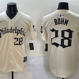 Philadelphia Phillies #28 Alec Bohm Cream Gothic Vapor Limited Stitched Jersey