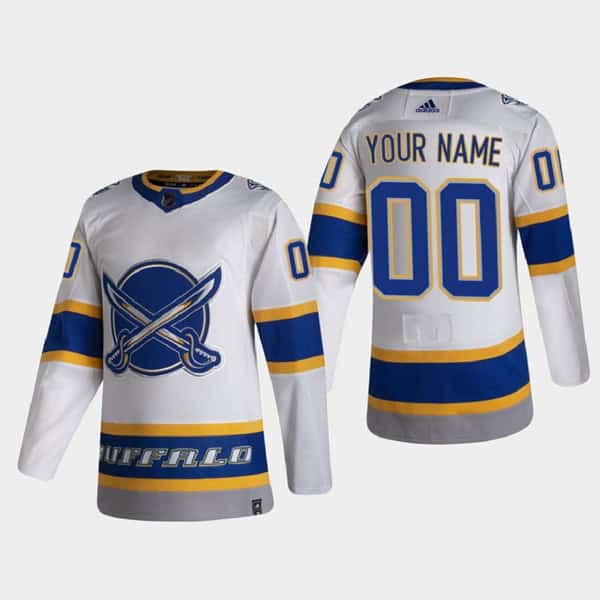 Adidas Buffalo Sabres Custom White 2020-21 Reverse Retro Stitched Jersey
