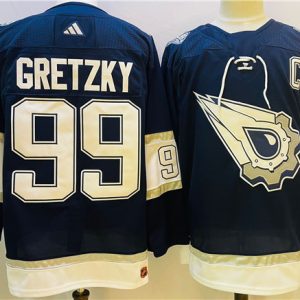 Edmonton Oilers #99 Wayne Gretzky Navy White Stitched Jersey