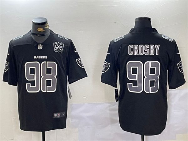 Las Vegas Raiders #98 Maxx Crosby Black With 65th Anniversary Patch Vapor Limited Stitched Jersey