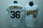 Mitchell And Ness Athletics #36 Terry Steinbach Stitched White Throwback Jersey