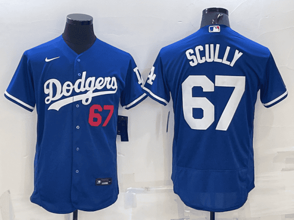 Los Angeles Dodgers #67 Vin Scully Blue Flex Base Stitched Jersey