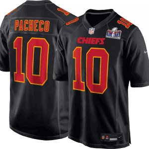 Kansas City Chiefs #10 Isiah Pacheco Black 2024 Super Bowl LVIII Patch Limited Stitched Game Jersey