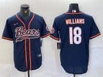 Chicago Bears #18 Caleb Williams Navy With Patch Cool Base Stitched Jersey