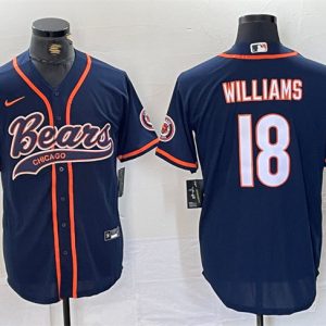 Chicago Bears #18 Caleb Williams Navy With Patch Cool Base Stitched Jersey