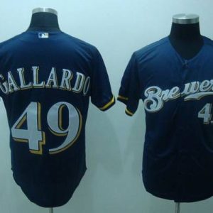 Brewers #49 Yovani Gallardo Stitched Blue Jersey