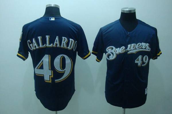 Brewers #49 Yovani Gallardo Stitched Blue Jersey