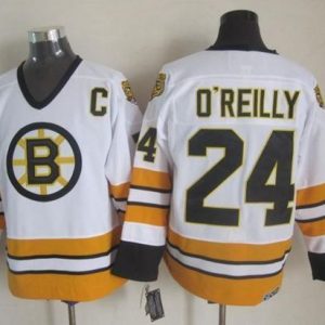 Bruins #24 Terry O'Reilly White Yellow CCM Throwback Stitched Jersey