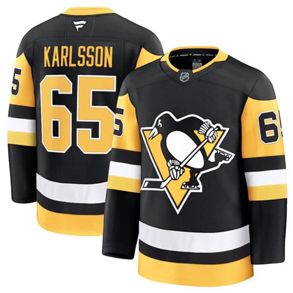 Pittsburgh Penguins #65 Erik Karlsson Black 2024-25 Home Stitched Jersey