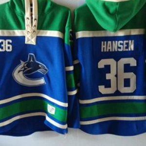 Canucks #36 Jannik Hansen Blue Sawyer Hooded Sweatshirt Stitched Jersey