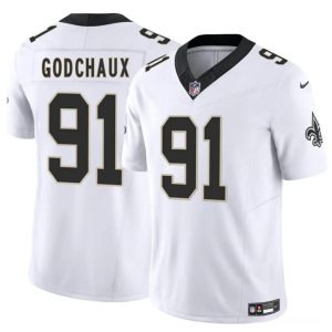 New Orleans Saints #91 Davon Godchaux White 2025 F.U.S.E. Vapor Limited Stitched Jersey