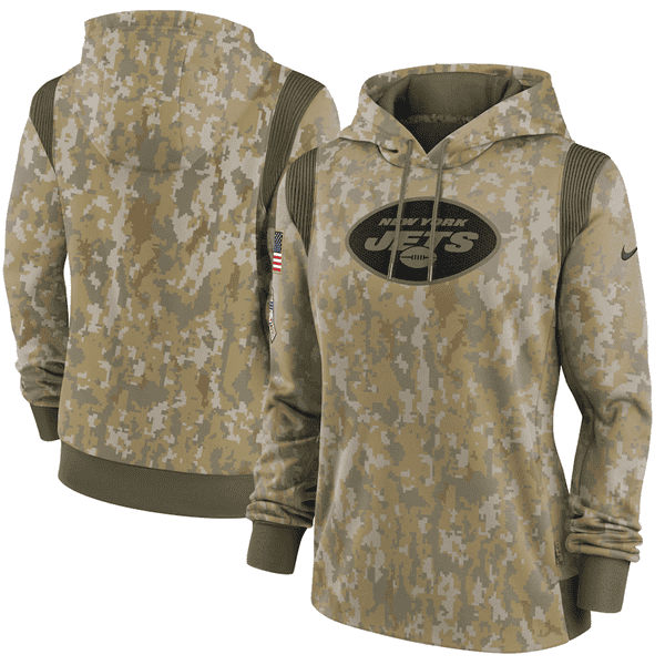 New York Jets 2021 Camo Salute To Service Therma Performance Pullover Hoodie(Run Small)