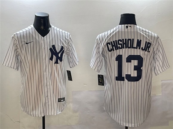 New York Yankees #13 Jazz Chisholm Jr. White Cool Base Stitched Jersey