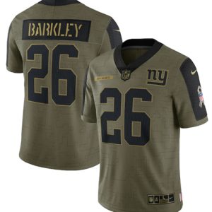 New York Giants #26 Saquon Barkley 2021 Olive Salute To Service Limited Stitched Jersey