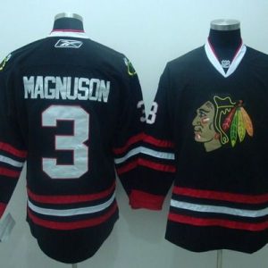 Blackhawks #3 Keith Magnuson Stitched Black Jersey