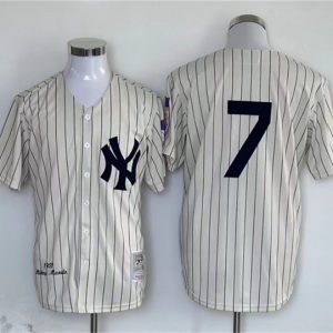 New York Yankees #7 Mickey Mantle Cream Cool Base Stitched Jersey